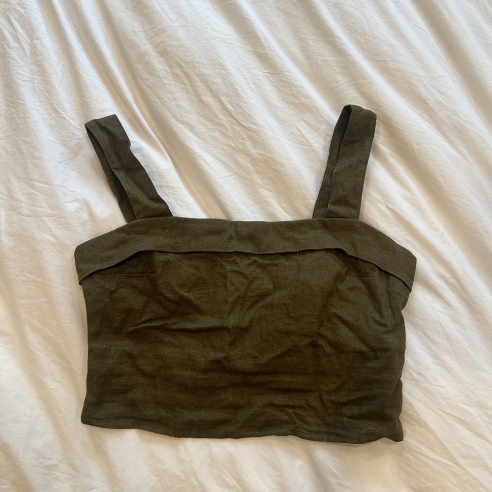 A&F Olive Green Women's Linen Top